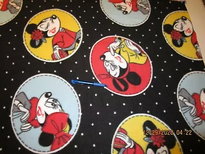 Retro Minnie Mouse Fleece Fabric - Sold By The Yard  • $12.71