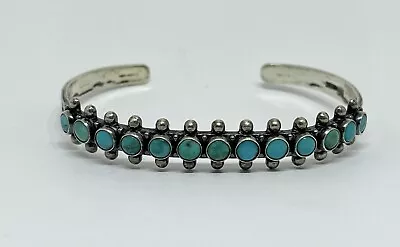 Vintage Southwest Zuni Turquoise Native American Silver Cuff Bracelet 15g • £36.49