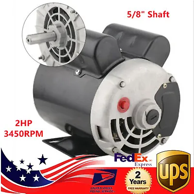 2HP Air Compressor Duty Electric Motor Single Phase 5/8  Shaft 3450RPM 115/230 V • $122.55