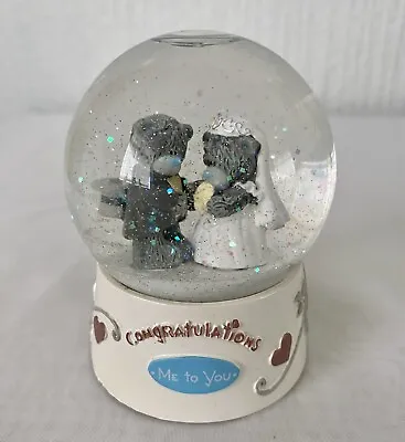 Me To You Tatty Teddy Congratulations Wedding Day Gift Glass Glitter Snow Globe • £12.50