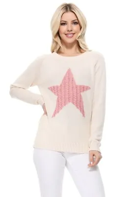 YEMAK Women's Pullover Sweater Long Sleeve Crewneck Star Cable Knit MK3506 Star • $23.37