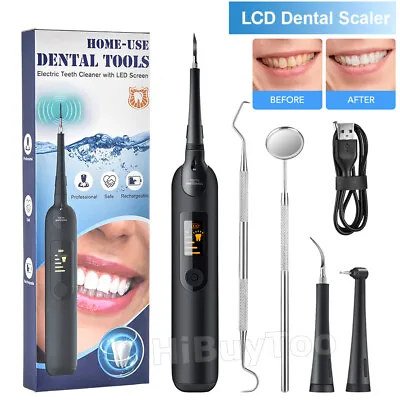 $21.74 • Buy Electric Ultrasonic Tooth Cleaner Oral Teeth Stain Dental Cleaning Remover Kit
