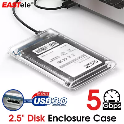 $9.95 • Buy Hard Drive Enclosure USB 3.0 To SATA 2.5  External HDD SSD Case Disk TRANSPARENT