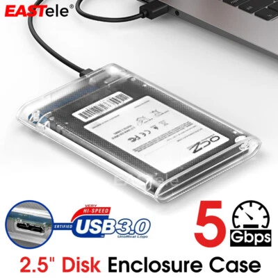 Hard Drive Enclosure USB 3.0 To SATA 2.5  External HDD SSD Case Disk TRANSPARENT • $9.95