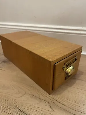 Solid Tiger Oak Card Single Catalog Box With Brass Handle • £60