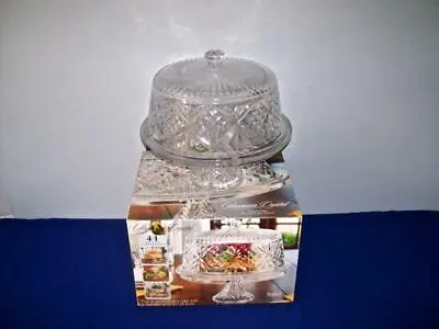 Godinger Shannon Four In One Crystal Cake Dome / Punch Bowl / Server   Nib • $69