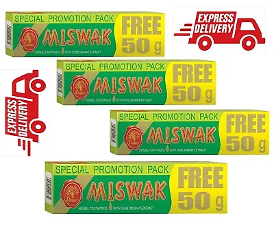 Lot 4 X 170 Gm Dabur Miswak Meswak Siwak Natural Herbal Halal Islamic Toothpaste • £22.21