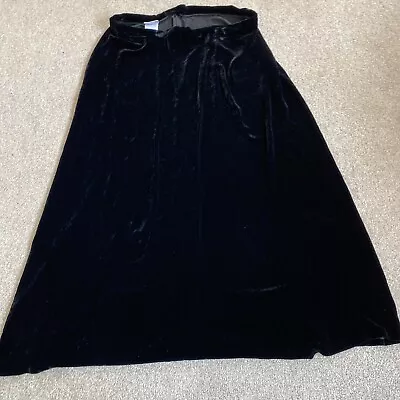 Vintage Laura Ashley Black Velvet Viscose/Silk Blend Maxi Skirt. Size 18 VGC • £19