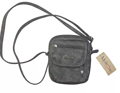 MultiSac NWT Everest Mini Crossbody Faux Leather Handbag Purse Blackish Grey • $21.69