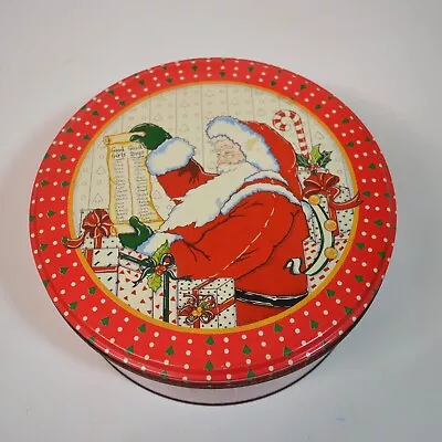 Vintage Christmas Gifts Santa Clause With List Decorative Tin Hong Kong • $8.99