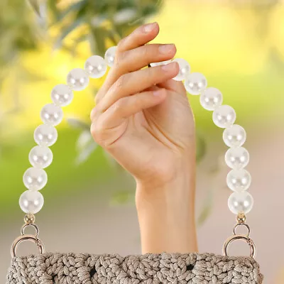 Pearl Handbag Strap Chains Flat DIY Metal Purse Shoulder Bag Chains • $12.02