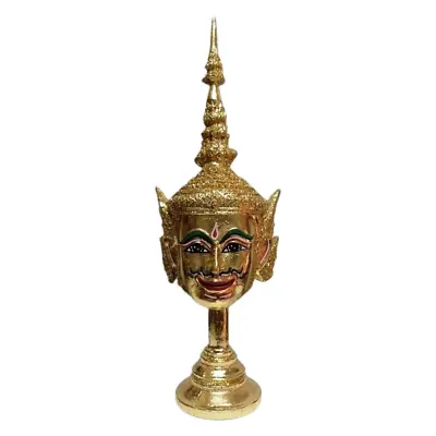 Thai Ramayana Mask Head Phra Lak Art Handcraft Figure Sculpture Decor Gift Gold • $47.53
