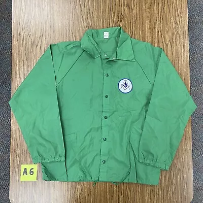 Vintage Green 90s 80s Masonic Simple Men’s Large Windbreaker Jacket • $49.99