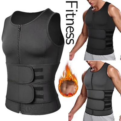 $9.99 • Buy Men Sauna Suit Waist Trainer Neoprene Sweat Vest Body Shaper Waist Trimmer Belt