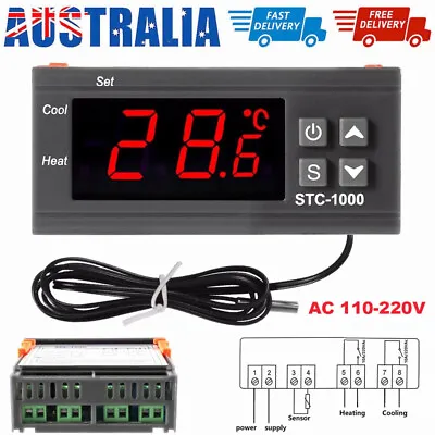 $14.99 • Buy Digital Temperature Thermostat STC-1000 Controller 110V-220V Heating Cooling LCD