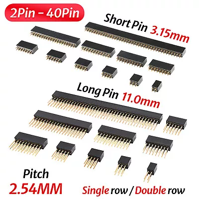 2.54mm 0.1  PCB Header Vertical Female Socket Connector Single / Double Row Pin • $3.05