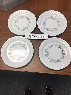 $24.95 • Buy 4 Corelle CALLAWAY GREEN IVY SWIRL Salad Luncheon  Sandwich Plates 9  Green Rim