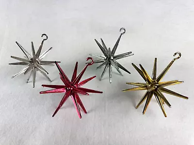 4 Vintage Bradford Plastic Starburst Sputnik Atomic Christmas Ornaments 4  Wide • $29.99