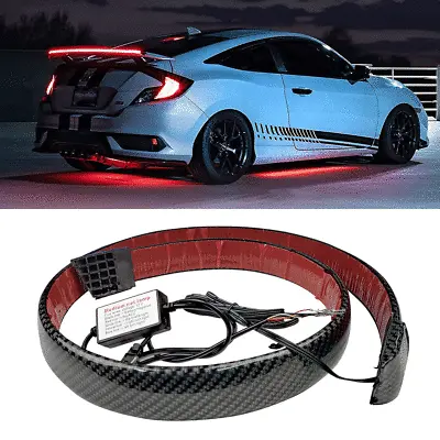 $28.99 • Buy Carbon Fiber LED Car Tail Brake Light Strip Rear Spoiler Lip Trim Universal New