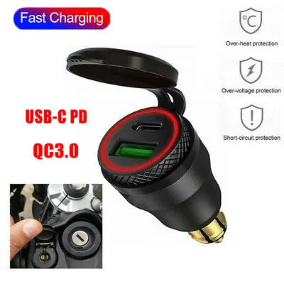 For BMW Ducati Triumph Motorcycle QC3.0 USB C PD Charger Hella DIN Plug-Socket • £7.69