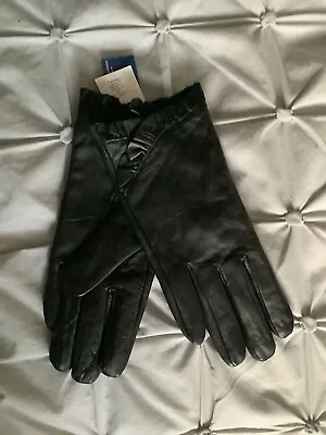 Bnwt Z By Accessorize Black Leather Gloves Size M/l Rrp £25.00 • £12.49