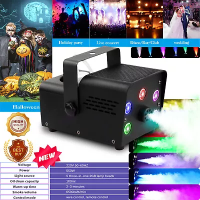 Mini 550W LED Muti Color Machine Fog Smoke W/Remote RGB DJ Party Stage Light • $37.99