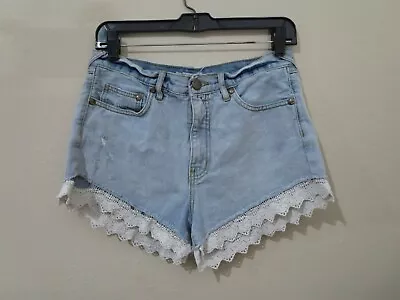 Free People Jean Shorts Lace Trim Denim Size 28 See Details • £23.29