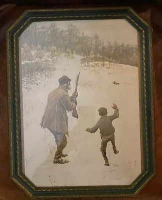 Arthur Burdette (A.B) Frost  Hunting Scene Print 'WE’VE GOT HIM' Signed Twice • $75