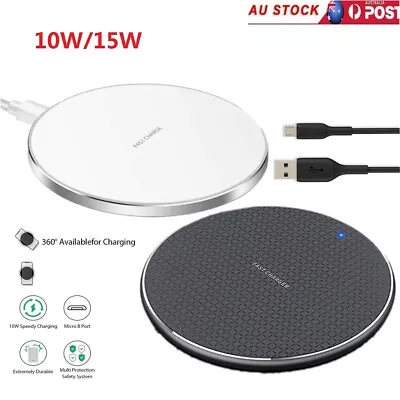 15W Wireless Charger Charging Pad For QI IPhone 15 14 13 12 Pro Max Samsung S23 • $6.99