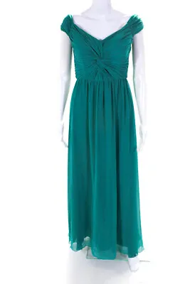 ERIN Erin Fetherston Womens Twisted Up In Love Chiffon Gown Turquoise Size 4 • $85.39