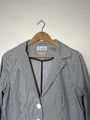 Seasalt Striped Linen Jacket - Size 14 Blazer Nautical Sailing Classic Sailor • £35