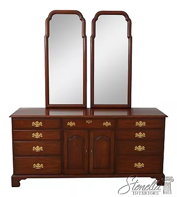 61605EC: HENKEL HARRIS Cherry Dresser W. 2 Mirrors • $1395