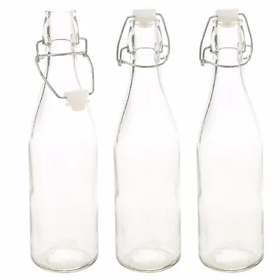 3 6 X 500ml / 1L Glass Swing Flip Top Lid Bottles Brew Beer Cider Reusable Home • £9.99