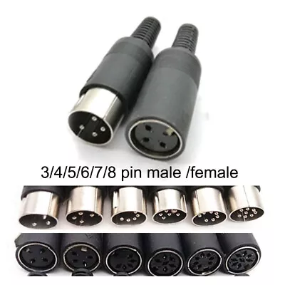 3/4pin 5pin 6pin 7pin 8 Pin DIN Male Female Plug Socket Jack Solder D Connector • $3.49