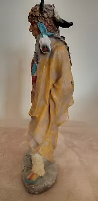 Vintage Native American Indian Warrior Figure Headdress Poly Resin Statue • £20.50