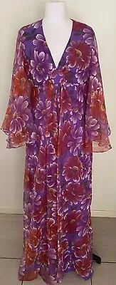 VTG BELVERA FASHIONS Sydney 1960s/70s BNWOT Lined Floral Gown Size14 -Australia  • $50