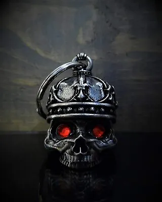 King Skull Diamond Motorcycle Biker Ride Gremlin Bell Good Luck BB-75 Made USA • $17.95