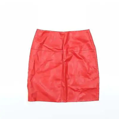 Missguided Womens Red Polyurethane A-Line Skirt Size 10 • £5