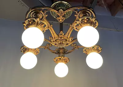 Antique Vtg Arts Crafts Deco Mission Semi Flush Ceiling Light Chandelier 20s 30s • $799.99