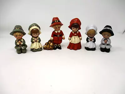 Vintage Ceramic Mold Pilgrims Figurines Thanksgiving Tabletop Decorations 3-4  • $22.98