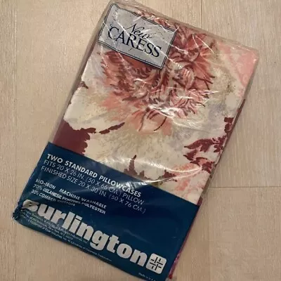 VTG Burlington NEW CARESS No Iron COTTON BLEND Standard Pillowcases Floral NIP • $16.99