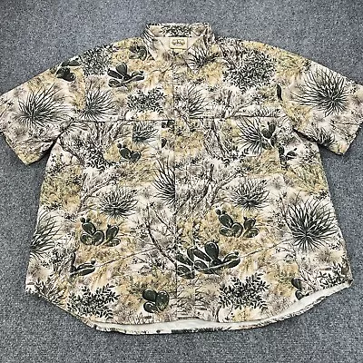 Game Guard Mens Shirt XL Brown Camo Button Up Short Sleeve Cotton Cactus • $28.88
