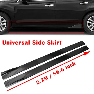 86.6  Gloss Black Car Side Skirts Extension Rocker Panel Splitter Lip Universal • £24.99