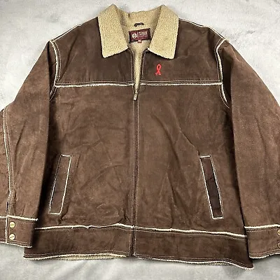 Wilsons Leather Jacket Adult XXL Brown Suede Sherpa Lined Western Rancher Bomber • $48.67