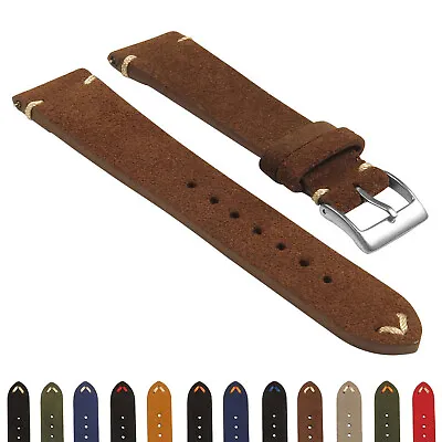 StrapsCo Suede Vintage Hand-Stitched Leather Watch Band Strap - Short Length • $19.99