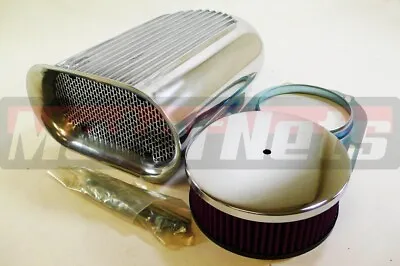 Polish Hilborn Finned Aluminum Hood Scoop Kit Air Cleaner 4 Barrel Carb Washable • $139.98