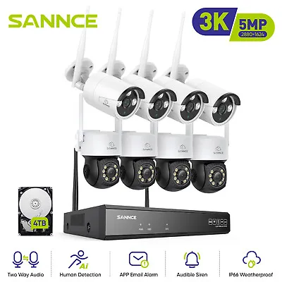 SANNCE 10CH NVR 5MP PT Wireless Security Camera System Two Way Audio Color Night • $494.99