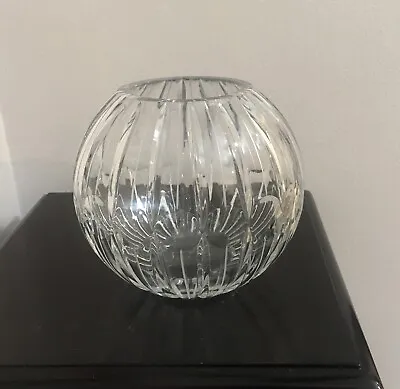 Bohemian Crystal Fluted Bowl 6 1/2” High And 8” Wide With Polished Circles • $17.99