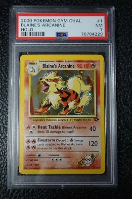 $70 • Buy Pokemon Gym Challenge Blaine's Arcanine Holo, 1/132 - PSA 7, Swirl