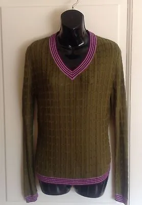 NWOT Missoni For Target Forest Green High Twist 100% Rayon V Neck Sweater SZ L • $59